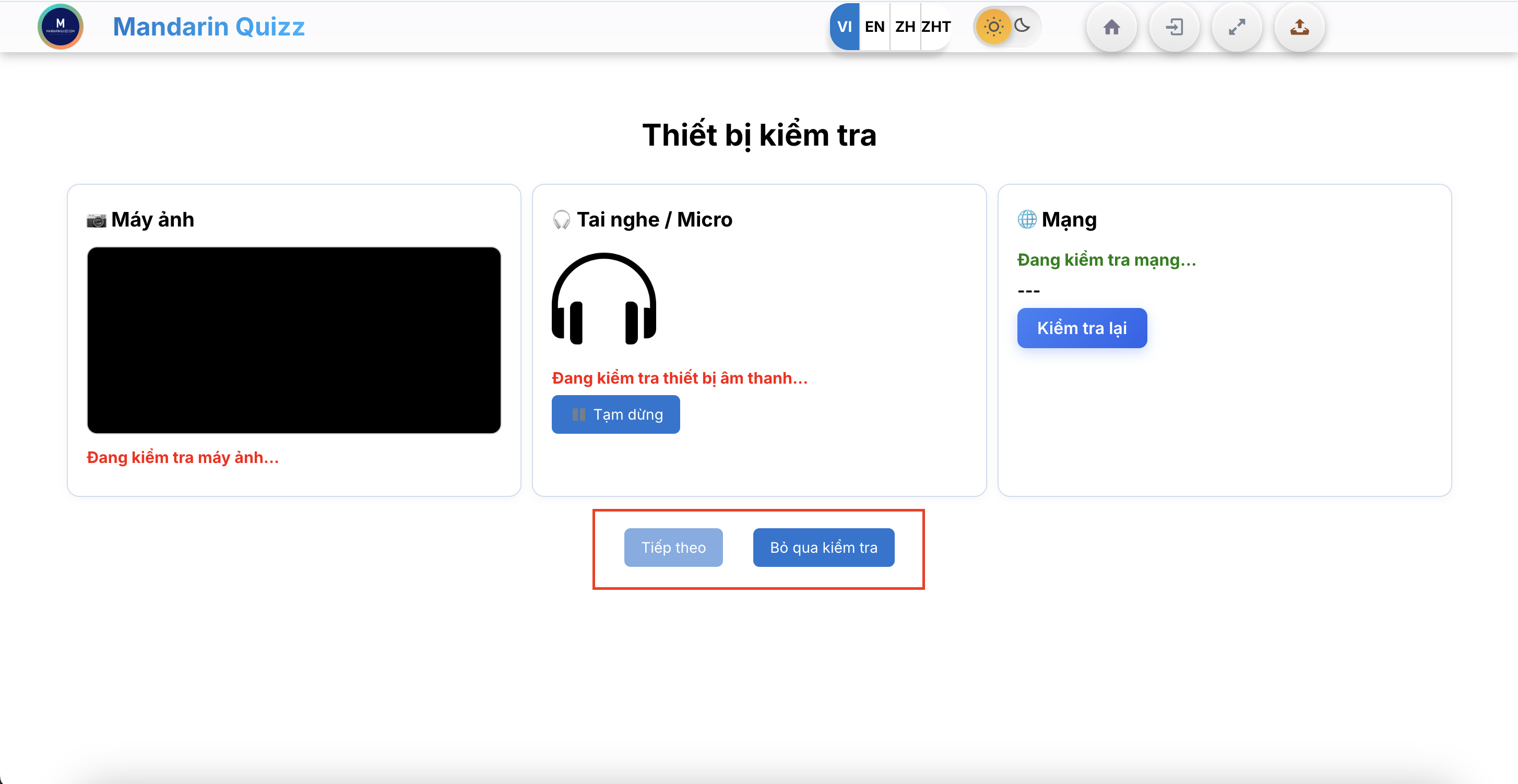 Giao diện chờ đề